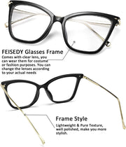 ÉÌƷͼƬ 3 | B07KK3P4KT | FEISEDY Oversized Cat Eye Glasses Frame with Clear Lenses Eyewear for Women B2460