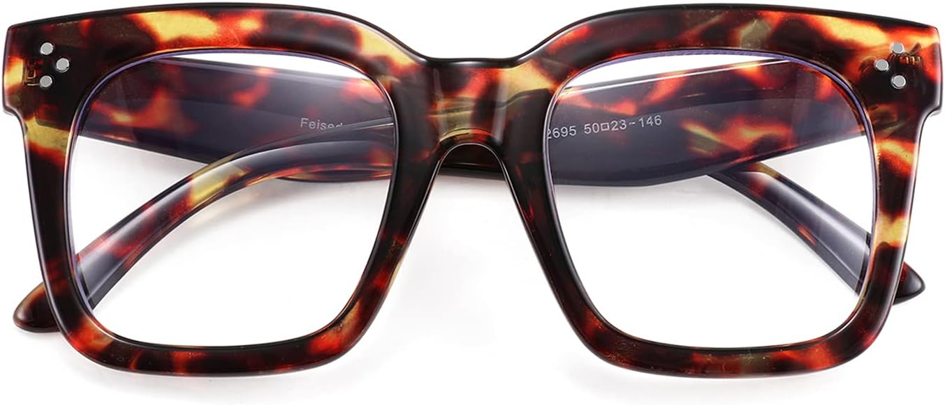 Leopard Frame / 1.75 x | B08ZMRHVR4 | FEISEDY Blue Light Blocking Reading Glasses Oversized Readers Designer Luxury Square Eyewear Frame B2695FR
