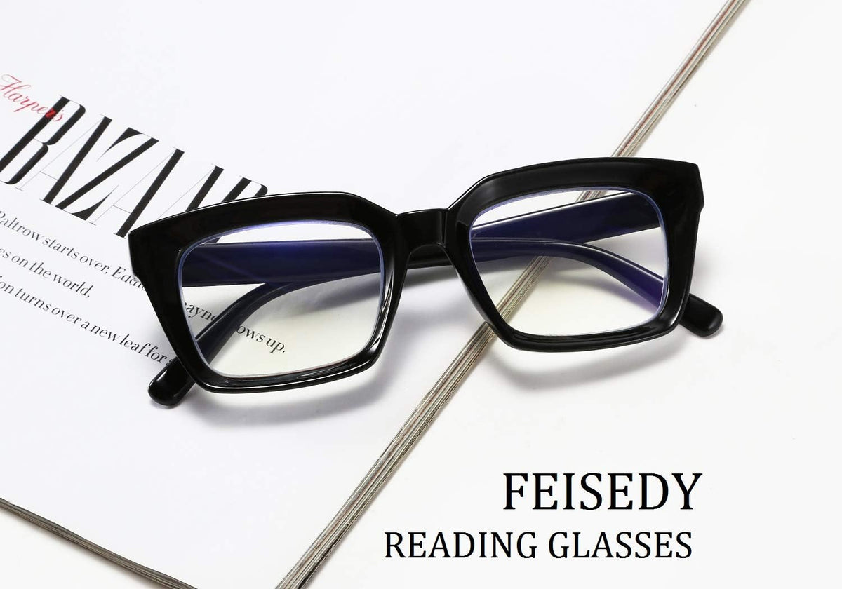 ÉÌƷͼƬ 23 | B07TCM52QY | FEISEDY Retro Square Blue Light Blocking Reading Glasses B2479