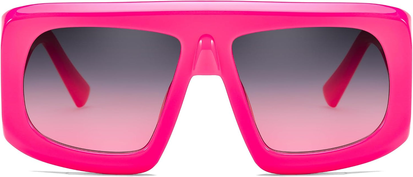 商品图片 3 | B0CYX6Y87W | FEISEDY Retro Oversized Avaitor Sunglasses for Women Men Bold Thick Frame Flat Top Shades B0126