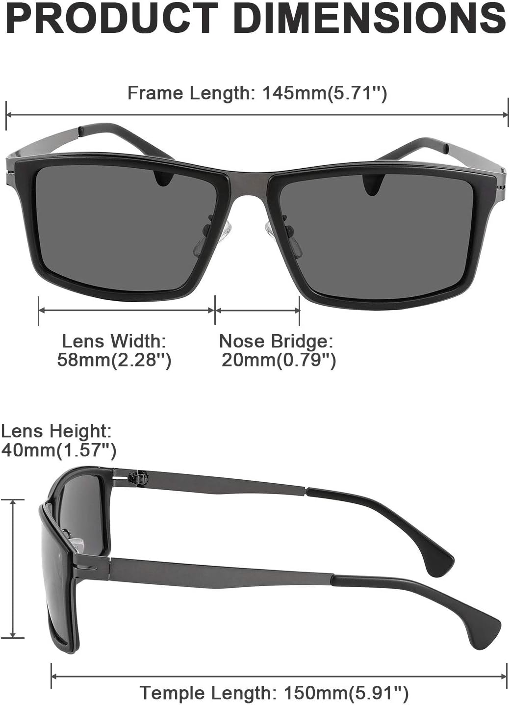 ÉÌƷͼƬ 5 | B08NWWZK7V | FEISEDY Polarized Sunglasses Rectangular Metal Ultra Lightweight Men's Sunglasses B2704