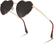 012 Gold Frame/Dark Brown Lens / 54 Millimeters | B0CF486879 | FEISEDY Polarized Heart Sunglasses Women Men Metal Frame Cute Lovely Glasses UV400 Protection B2375