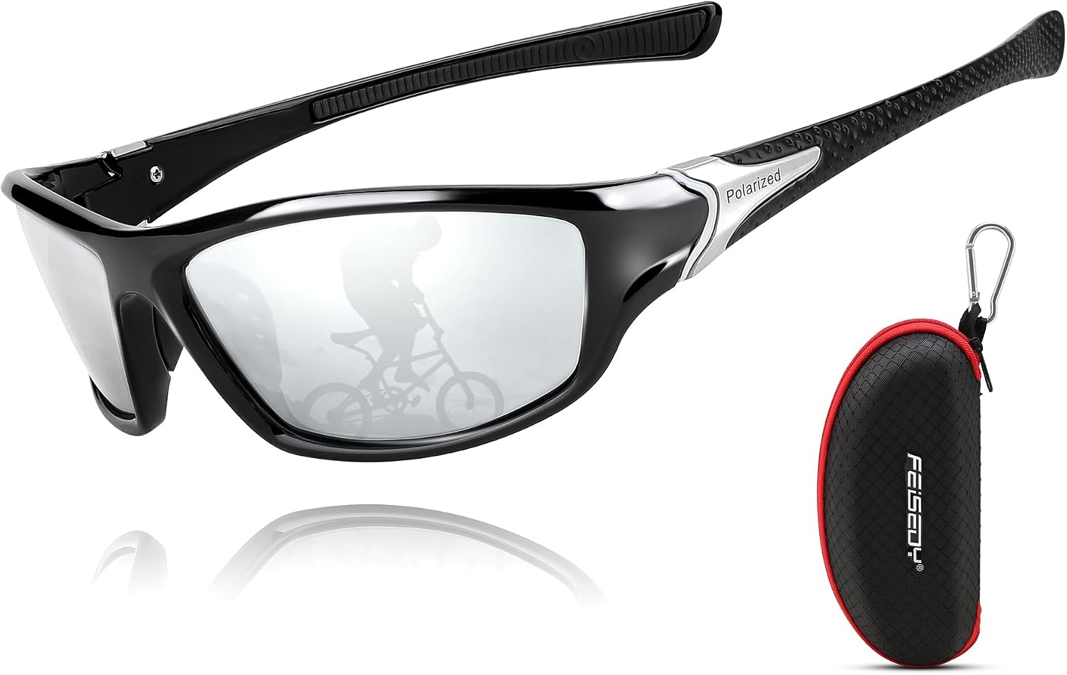 Black Frame/White Mirrored Lens / 70 Millimeters | B09X95WQT6 | FEISEDY Classic Men Polarized Sports Sunglasses Night Driving Yellow Lenses Cycling Fishing Driving Glasses B2674