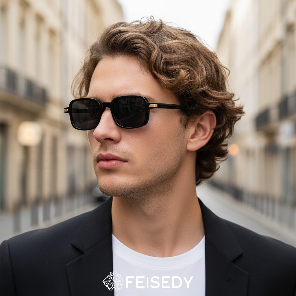 ÉÌƷͼƬ 3 | B0H1B921MS | FEISEDY Trendy Rectangle Sunglasses Womens Mens Narrow Square Shades B0449
