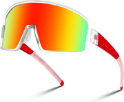 Transparent Frame Red Mirror Lens / Large | B0CTSTNSB9 | FEISEDY Polarized Sports Sunglasses for Men Women Youth Cycling Glasses Baseball Softball Sunglasses B2368