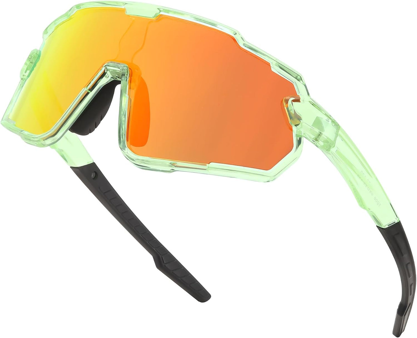 Transparent Green Frame Red Mirrored Lens / Small | B0D6XDRNS3 | FEISEDY Kids Teens Baseball Polarized Sunglasses Lightweight Frame UV400 Sports Cycling Shades for Boys Girls B0190