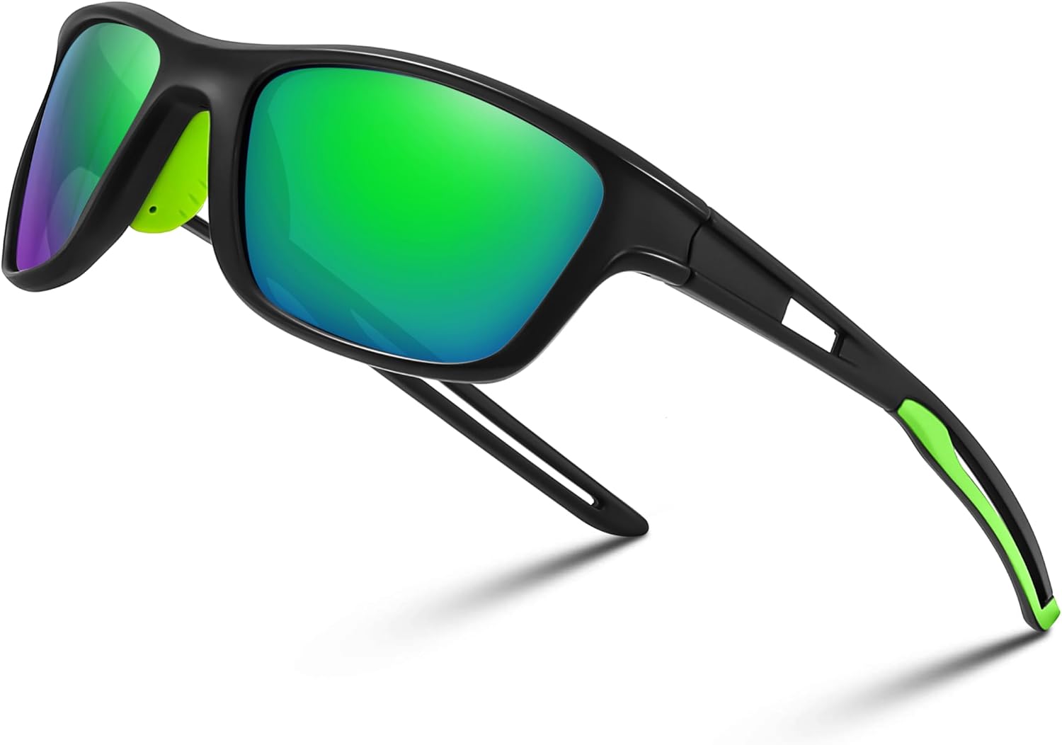 Black Frame & Green Mirror Lens / 55 Millimeters | B0CTXYKJNP | FEISEDY Sports Polarized Sunglasses For Men Women Cycling Driving Fishing Running UV400 Protection B0125