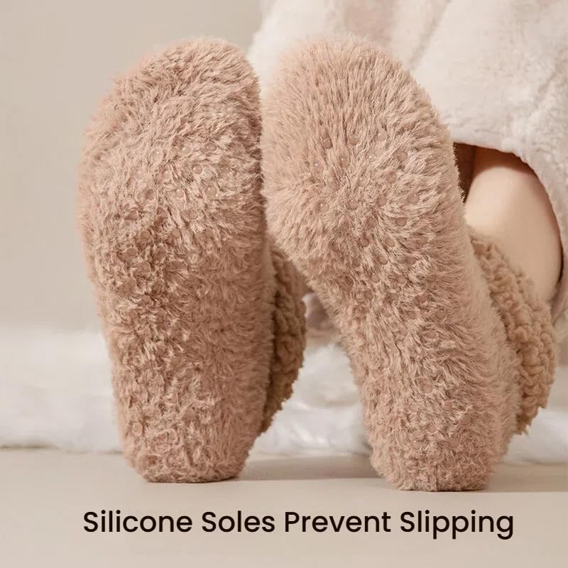 商品图片 3 | B0FY2VX6WJ | Fluffy Fuzzy Warm Slipper Socks, Cabin Sock with Non-Slip Grip Cozy Fashion Women's Slipper Socks for Women Indoor Floor