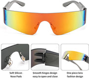 ÉÌƷͼƬ 31 | B0B1V45SXC | FEISEDY Y2K Futuristic Sunglasses Women Men Rimless One Piece Miorred B2927