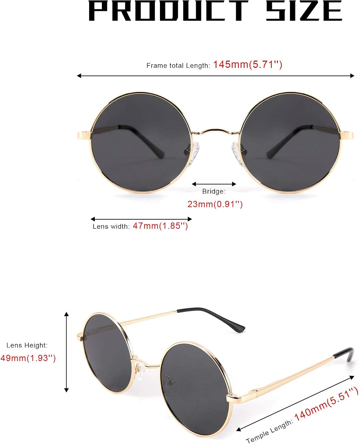 商品图片 12 | B08HRQJKLS | FEISEDY Steampunk Sunglasses Retro Round Polarized Women Men Metal Glasses B2528
