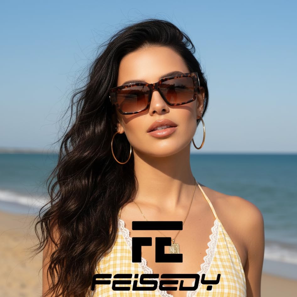 商品图片 14 | B0GD5FWDBC | FEISEDY Retro Trendy Rectangle Polarized Sunglasses for Women Men,Classic Narrow Square Sun Glasses B0314