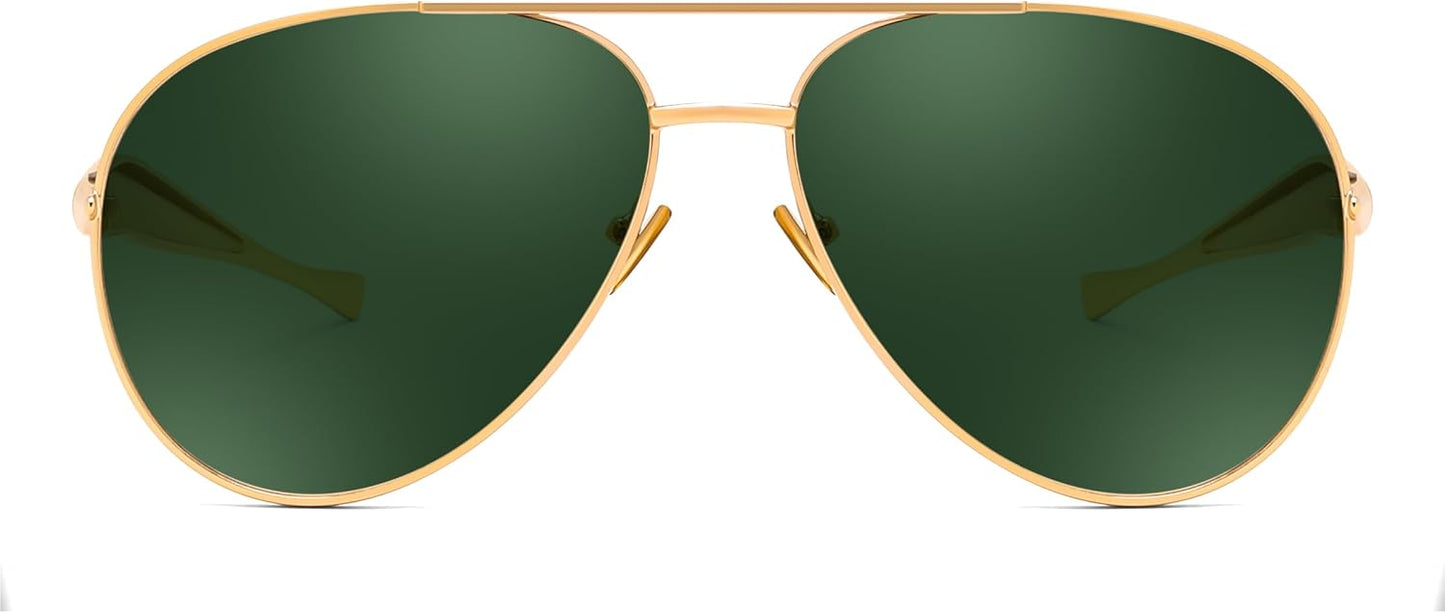 商品图片 14 | B0FKML2SSC | FEISEDY Oversized Aviator Sunglasses Women Men - Retro Gold Metal Chunky Frame, UV400 for Driving & Daily Wear B0311