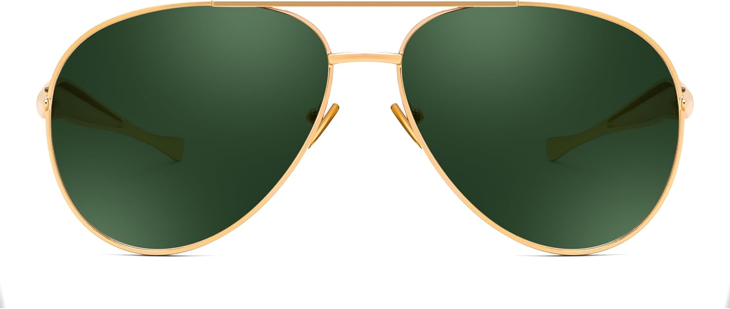 商品图片 14 | B0FKML2SSC | FEISEDY Oversized Aviator Sunglasses Women Men - Retro Gold Metal Chunky Frame, UV400 for Driving & Daily Wear B0311