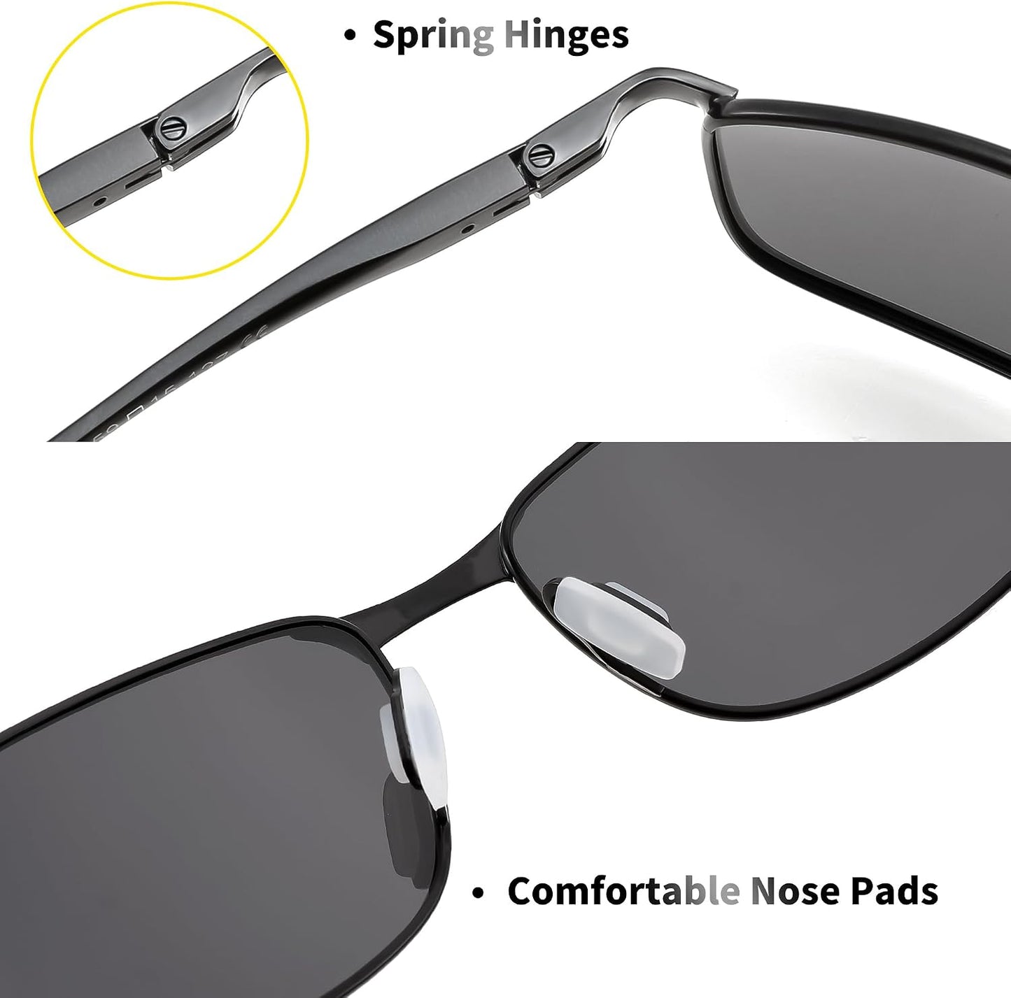 商品图片 3 | B07GSRV2H5 | FEISEDY Rectangle Polarized Square Sunglasses for Men Women B2444