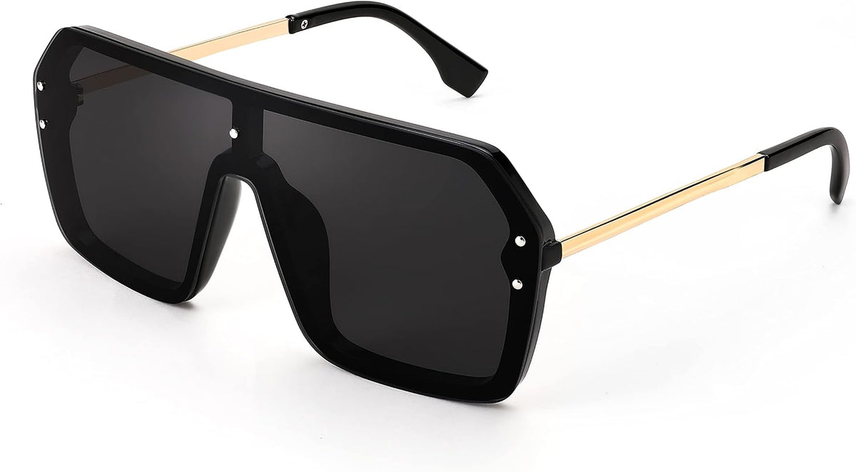 03 Black / 64 Millimeters | B085445111 | FEISEDY Classic Siamese One Piece Sunglasses Nice Rimless Stylish Retro Design for Women Men B2574