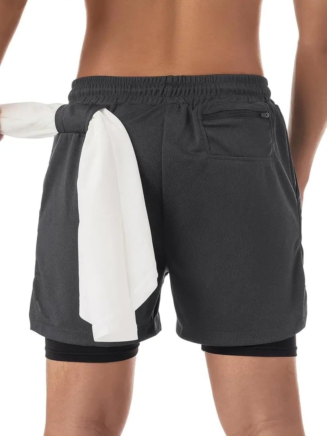 商品图片 3 | B0GPQCBRVC | Men's 2-in-1 Running Shorts with Phone Pockets - Quick Dry Gym & Workout Shorts for Athletic Men Grey