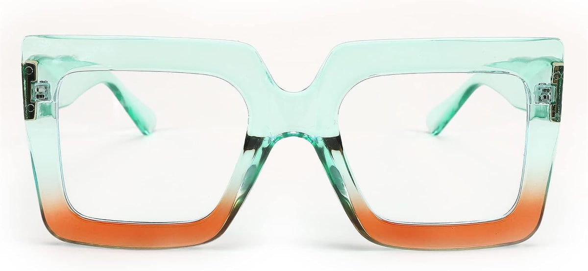 Green / 50 Millimeters | B0BZRTS37J | FEISEDY Fashion Oversized Blue Light Glasses for Women Anti Fatigue Thick Square Computer Eyewear B2381