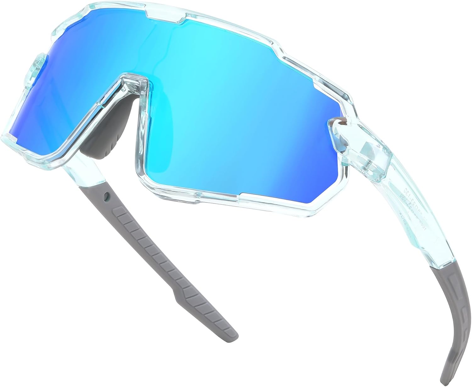 Transparent Blue Frame Blue Mirrored Lens / Small | B0D6XR4NMG | FEISEDY Kids Teens Baseball Polarized Sunglasses Lightweight Frame UV400 Sports Cycling Shades for Boys Girls B0190