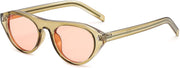 Transparent Green/Pink / 51 Millimeters | B0GSYWR4HT | FEISEDY Retro Oval Cat Eye Sunglasses for Women Men B0411