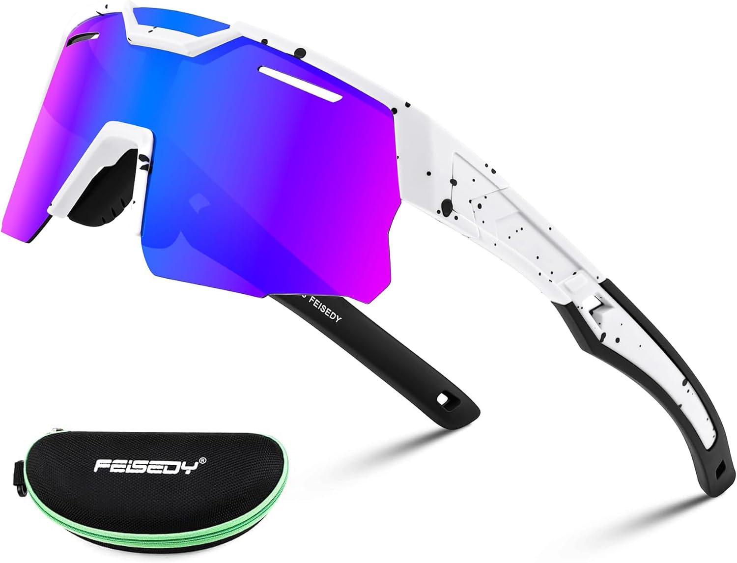 001 White Frame Blue Mirrored Lens / Large | B0D78PH6WC | FEISEDY Kids Teens Baseball Polarized Sunglasses Sports Cycling Glasses for Youth Boys Girls Age 8-16 B0157