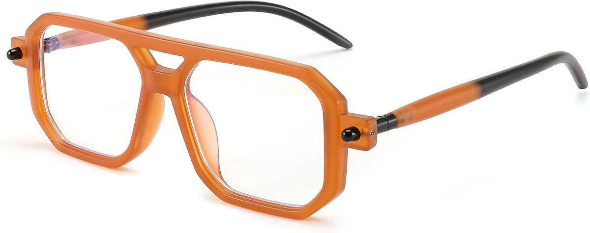 Orange / 52 Millimeters | B0CHYRRGBT | FEISEDY Vintage Square Blue Light Blocking Glasses Women Men 70s Flat Aviator Glasses Computer Anti Glare B0062