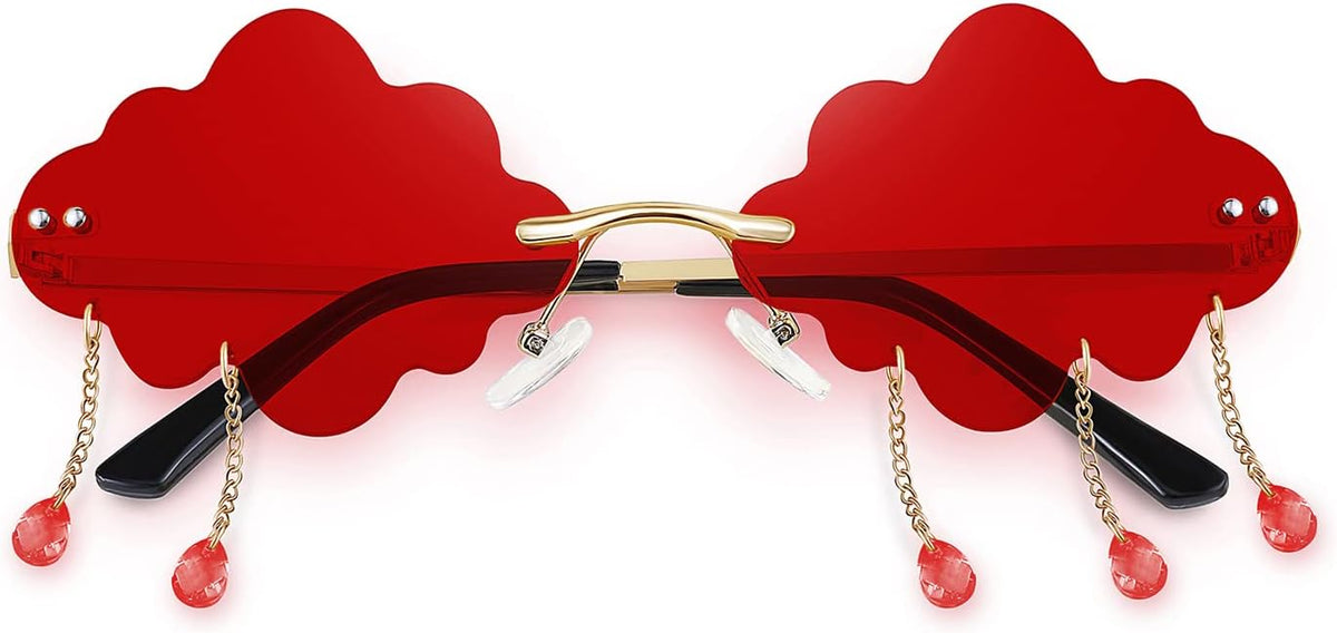 ÉÌƷͼƬ 44 | B09K7C4FB7 | FEISEDY Retro Dripping Cloud Shaped Tassel Sunglasses Rimless Women Funny Party Disco Eyewear B2834