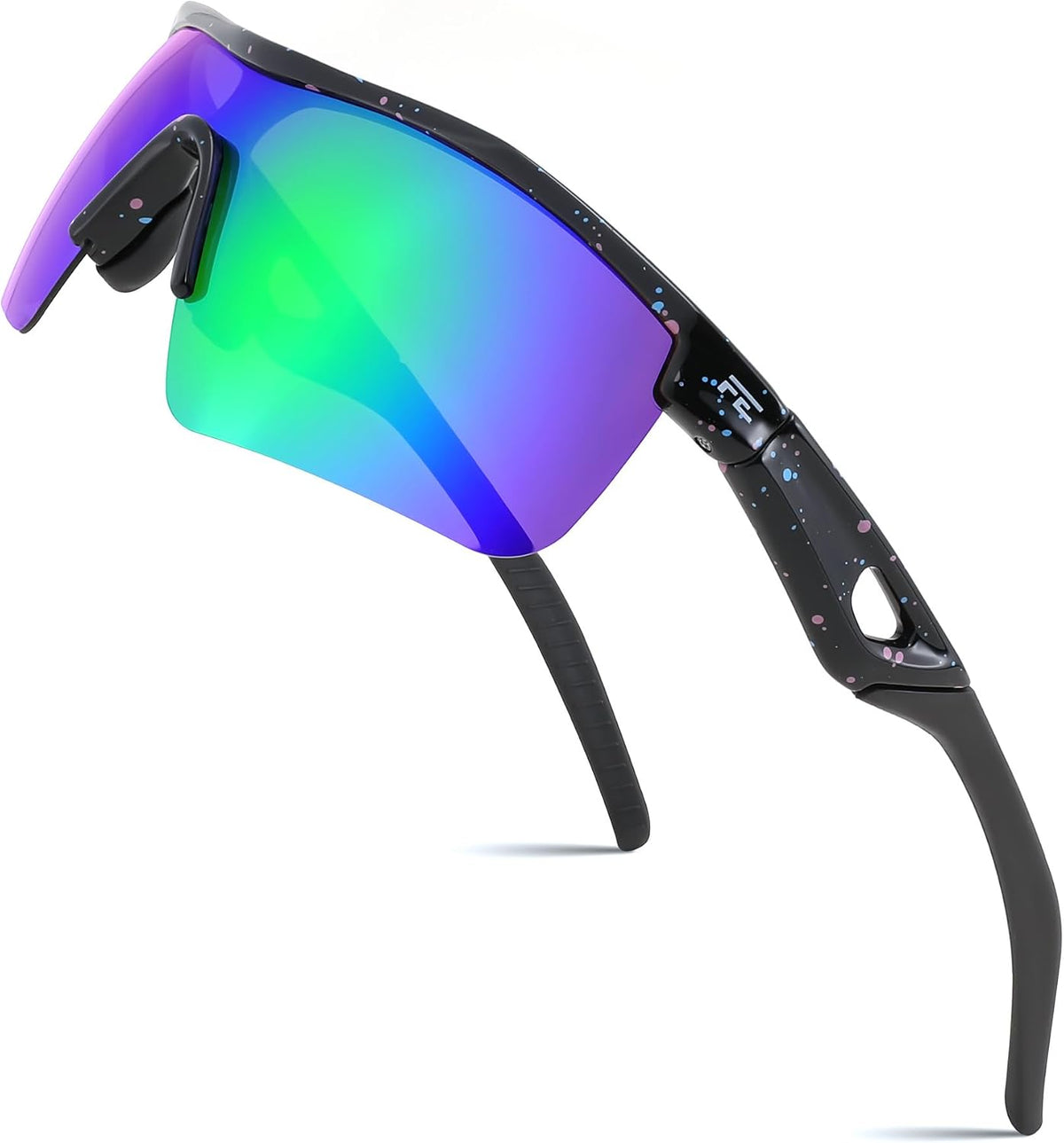 Spot Black-green / 125 Millimeters | B0FBR5K5CS | FEISEDY Kids Polarized Sports Sunglasses, TR90 UV400 Baseball Cycling