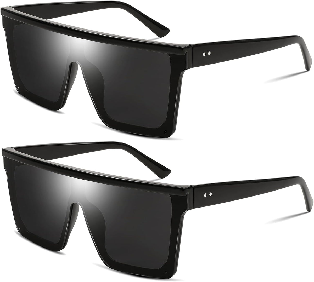 Z2pack (Black+black) / 60 Millimeters | B0F3X446W6 | FEISEDY Oversized Sunglasses Mens Womens Flat Top Square Trendy Visor Shades UV400 B2470