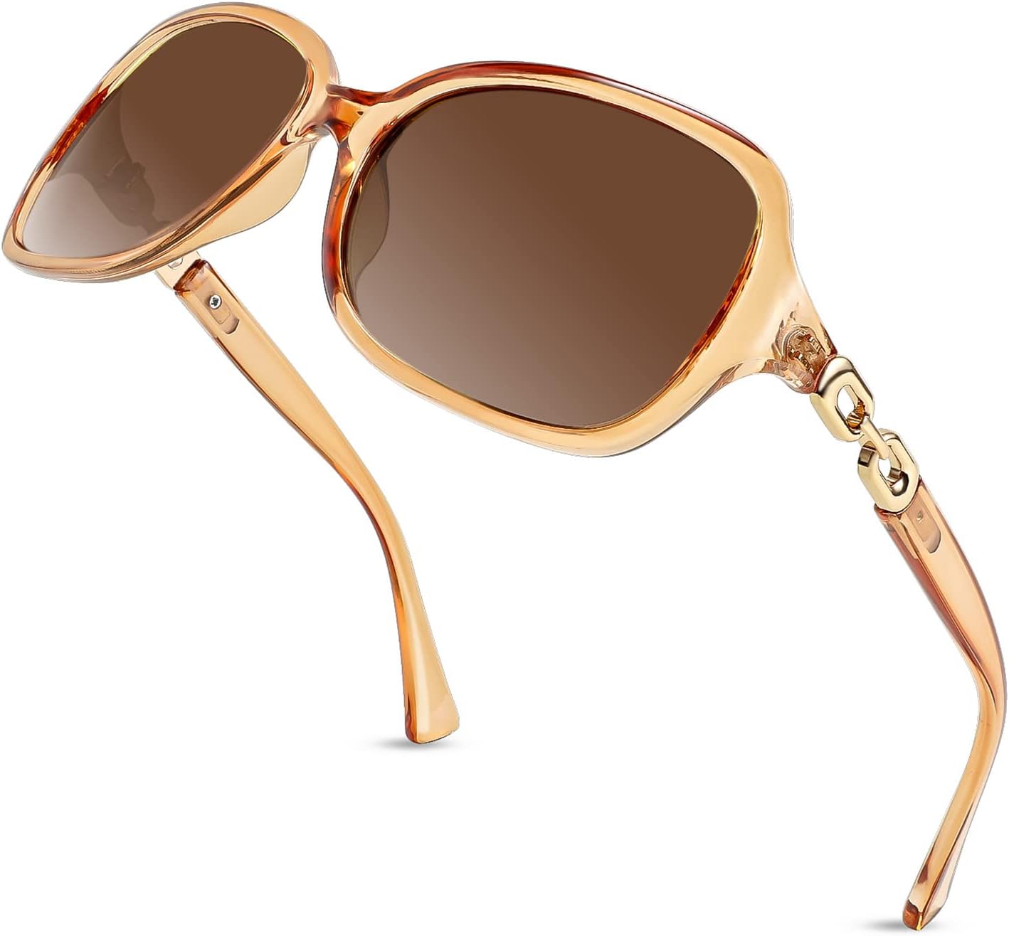 Champagne Frame / 56 Millimeters | B082HCWSY3 | FEISEDY Womens Polarized Sunglasses Square Wraparound Shades UV400 Mirrored Trendy Sun Glasses for Women B2526