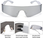 ÉÌƷͼƬ 62 | B0B1V45SXC | FEISEDY Y2K Futuristic Sunglasses Women Men Rimless One Piece Miorred B2927