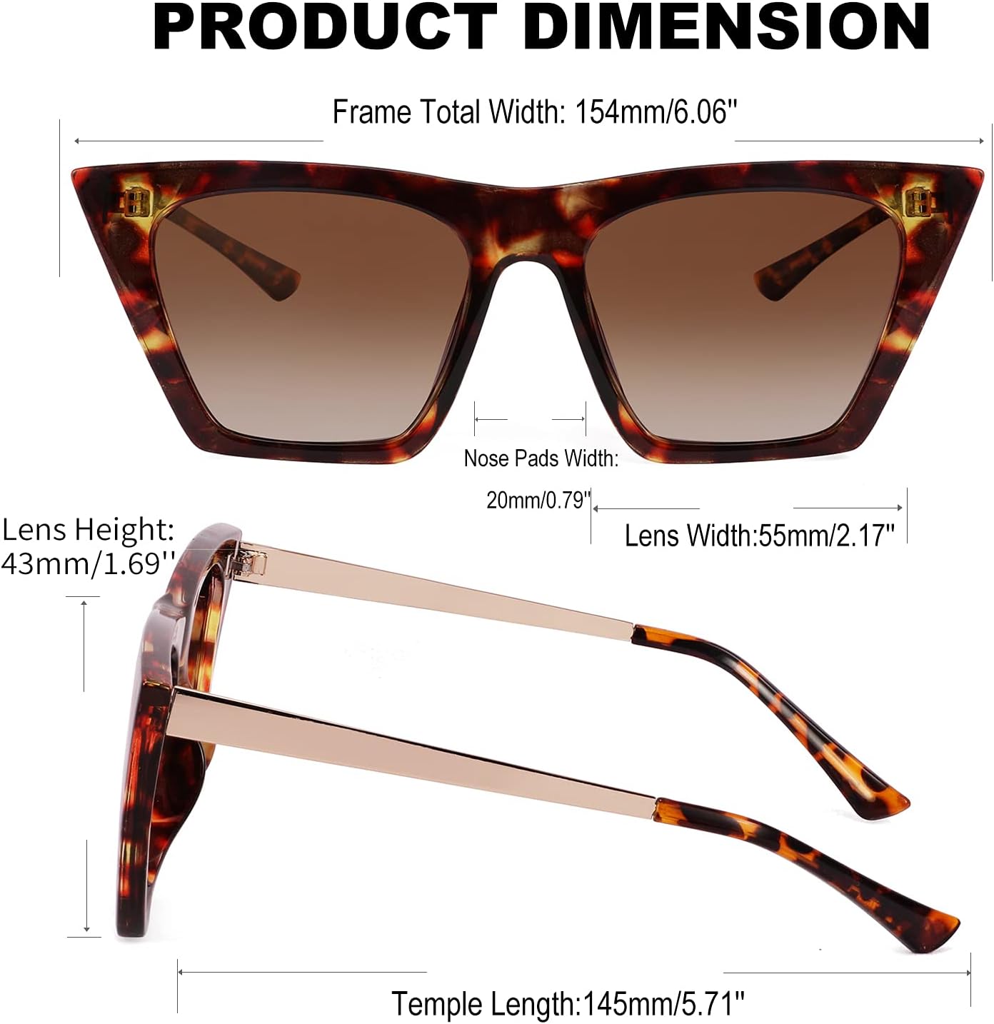 商品图片 10 | B08R8QL6DQ | FEISEDY Vintage Polarized Square Cat Eye Sunglasses Women Trendy Fashion Cateye Polarized Sunglasses B2692