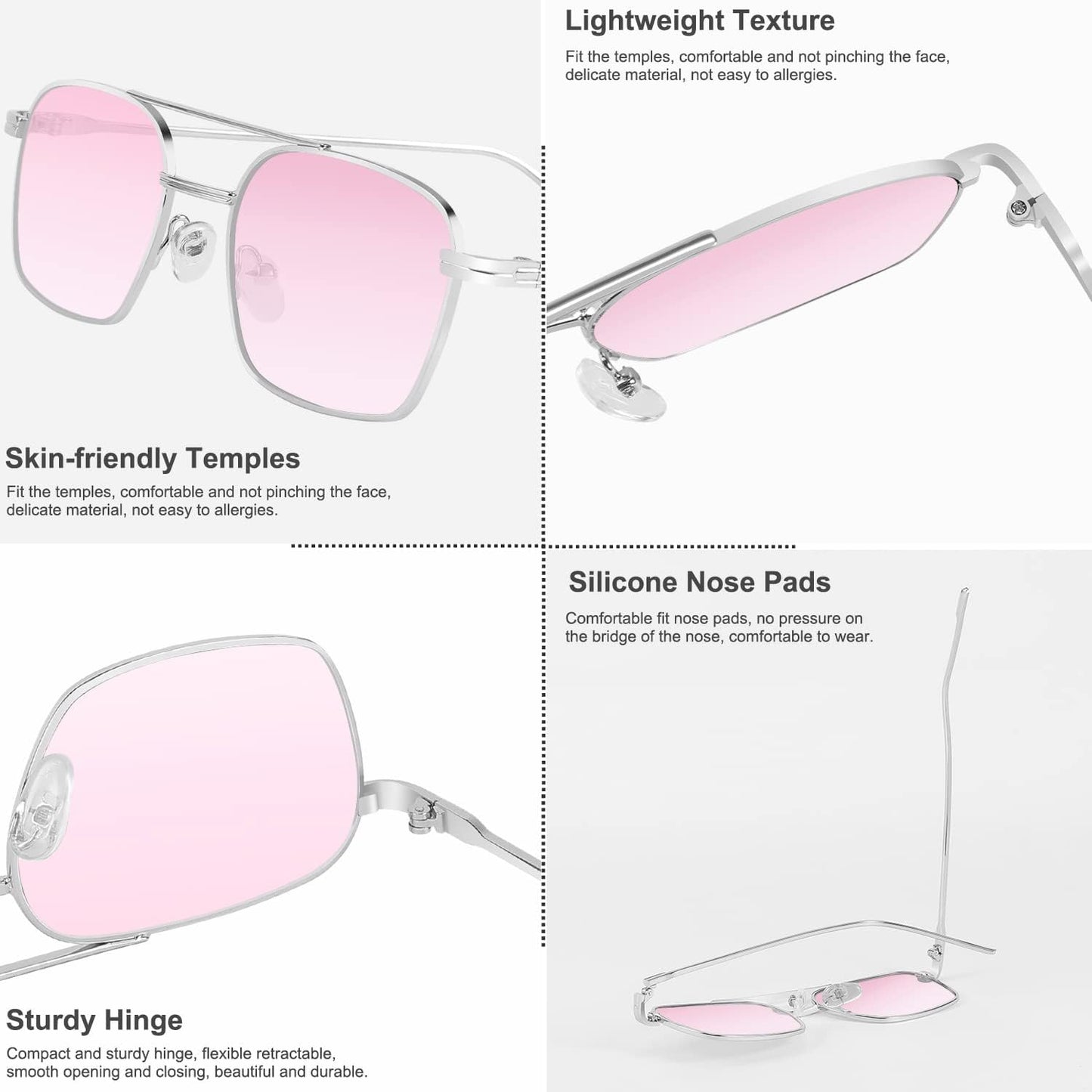 商品图片 36 | B09GKB6G1G | FEISEDY Fashion Square Aviator Sunglasses Women Men Trendy Retro Metal Frame Sun Glasses Candy Color Lens B1036