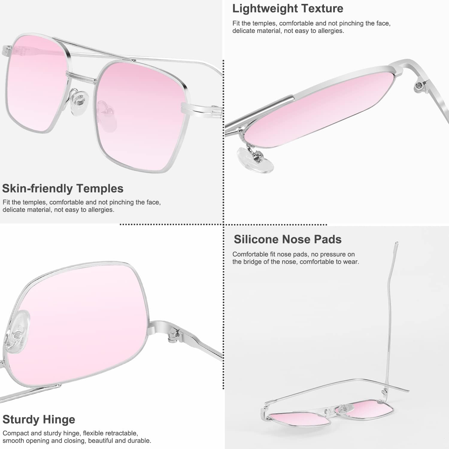商品图片 36 | B09GKB6G1G | FEISEDY Fashion Square Aviator Sunglasses Women Men Trendy Retro Metal Frame Sun Glasses Candy Color Lens B1036