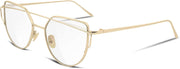 11 Gold Frame Transparent Lens / 56 Millimeters | B01M9DM31V | FEISEDY Cat Eye Fashion Metal Frame Mirrored Flat Lenses Women Sunglasses B2206