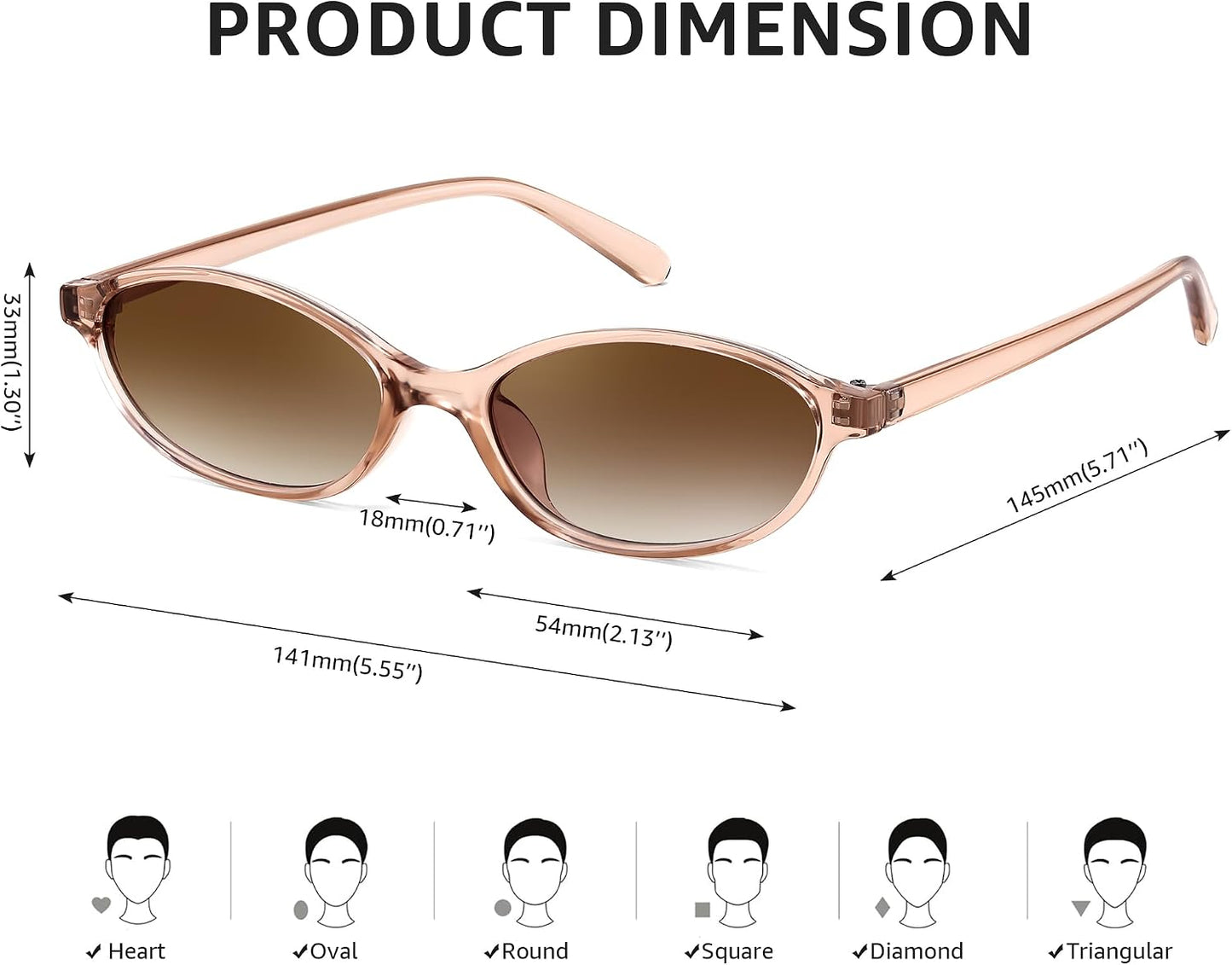 商品图片 20 | B0DMN6519L | FEISEDY Retro Oval Cat Eye Sunglasses for Women 90s Narrow Lightweight Shades Y2k Trendy Sunnies B0257