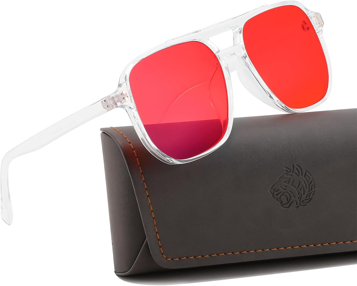 Transparent / Maximum Protection-Red Lens | B0FD24J77C | FEISEDY Blue Light Glasses for Computer Gaming Anti Eyestrain Glasses G2835
