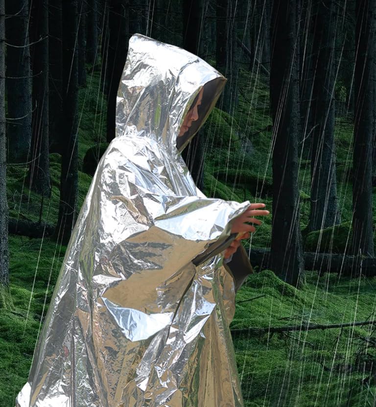 商品图片 5 | B0DWMCJ952 | Heavy - Duty Emergency Poncho with Mylar Liner Waterproof Reflective & Warm for Outdoor Use
