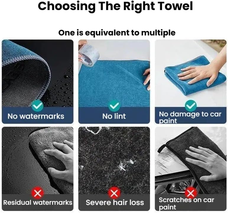 商品图片 5 | B0G2L2SBF6 | Microfiber Towels for Cars 3 Pieces Drying Towel & Cleaning Cloths 11.8x11.8in Thick Absorbent Wipes for Car Home Motorbike