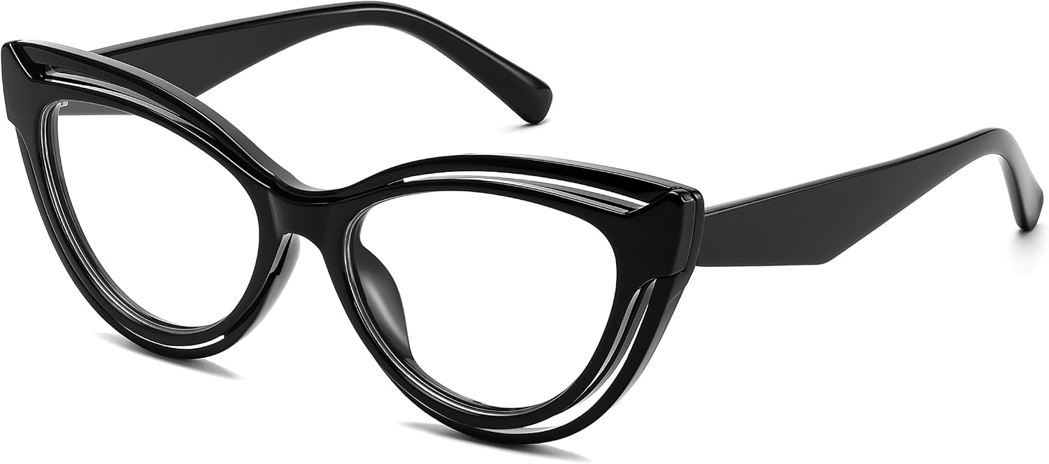 Black / 50 Millimeters | B0D56J13T2 | FEISEDY Blue Light Blocking Glasses Women Vintage Cat Eye Frame Anti Fatigue B0169