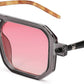 004 Gray Frame & Pink Lens / 52 Millimeters | B09YTKGQNK | FEISEDY Vintage Square 70s Flat Aviator Sunglasses Women Men Classic Retro Stylish Frame UV400 Sunglasses B2622