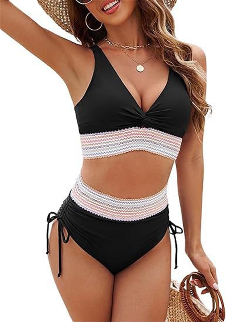 商品图片 2 | B0DWXPCYT6 | 2 Piece Drawstring Bathing Suit High Waisted Bikini Sets for Women