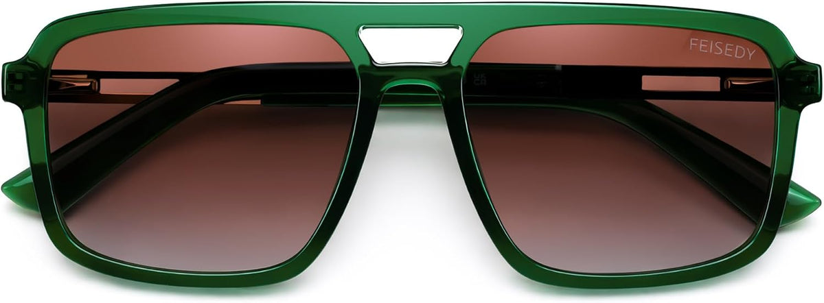 ÉÌƷͼƬ 9 | B0GLNFSYQ5 | FEISEDY Retro Aviator Polarized Square Sunglasses for Men Women B0377