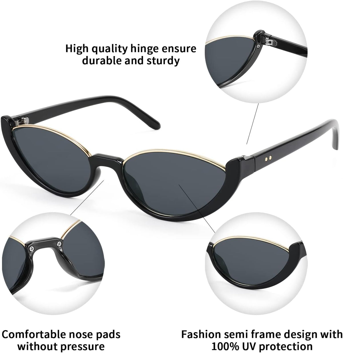 ÉÌƷͼƬ 11 | B09P86RSS8 | FEISEDY Fashion Small Cat Eye Sunglasses for Women Retro Trendy Cool Sun Glasses B2864