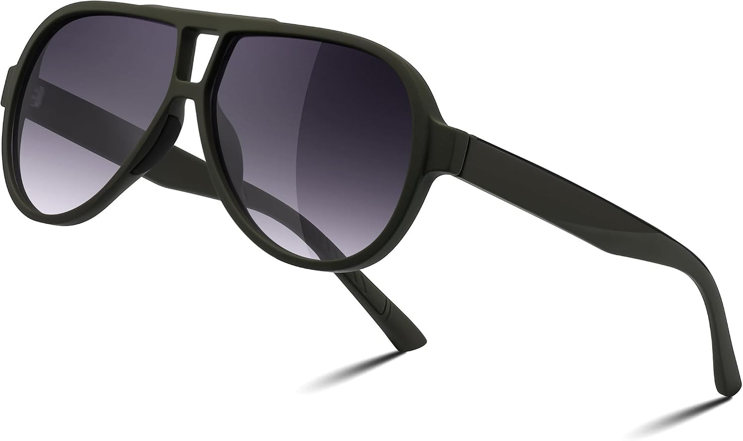 Polarized Dark Green Frame & Grey Lens / 58 Millimeters | B0D42154Q5 | FEISEDY Polarized Sunglasses, TAC HD Lens, TR-90 Frame Lightweight, Retro Sunglasses for Women Men UV400 Protection B0171