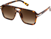 Leopard Frame & Gradient Brown Lens / 53 Millimeters | B0H1WCPKXL | FEISEDY Retro Square Aviator Sunglasses Women Men 70s Trendy B0434