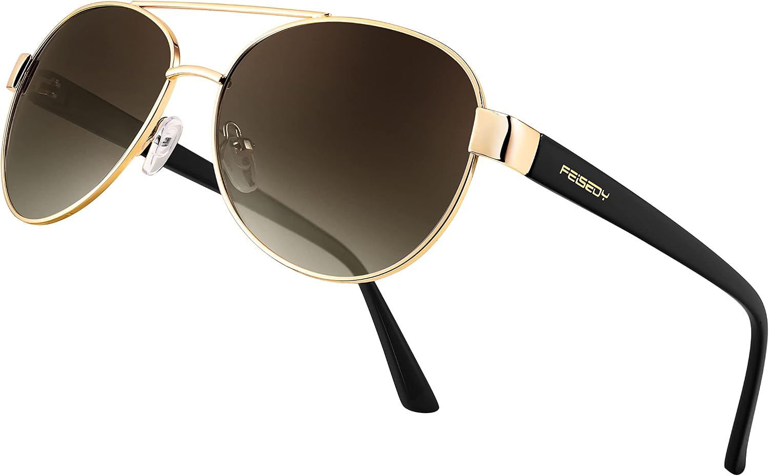 005 Gold Frame/Brown Lenses / 60 Millimeters | B0BXXFV9SB | FEISEDY Classic Aviator Sunglasses for Women Pilot Polarized Sunglasses Men UV400 Protection for Driving Fishing Golf B4109