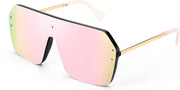 01 Mirrored Pink / 64 Millimeters | B0854K25HV | FEISEDY Classic Siamese One Piece Sunglasses Nice Rimless Stylish Retro Design for Women Men B2574