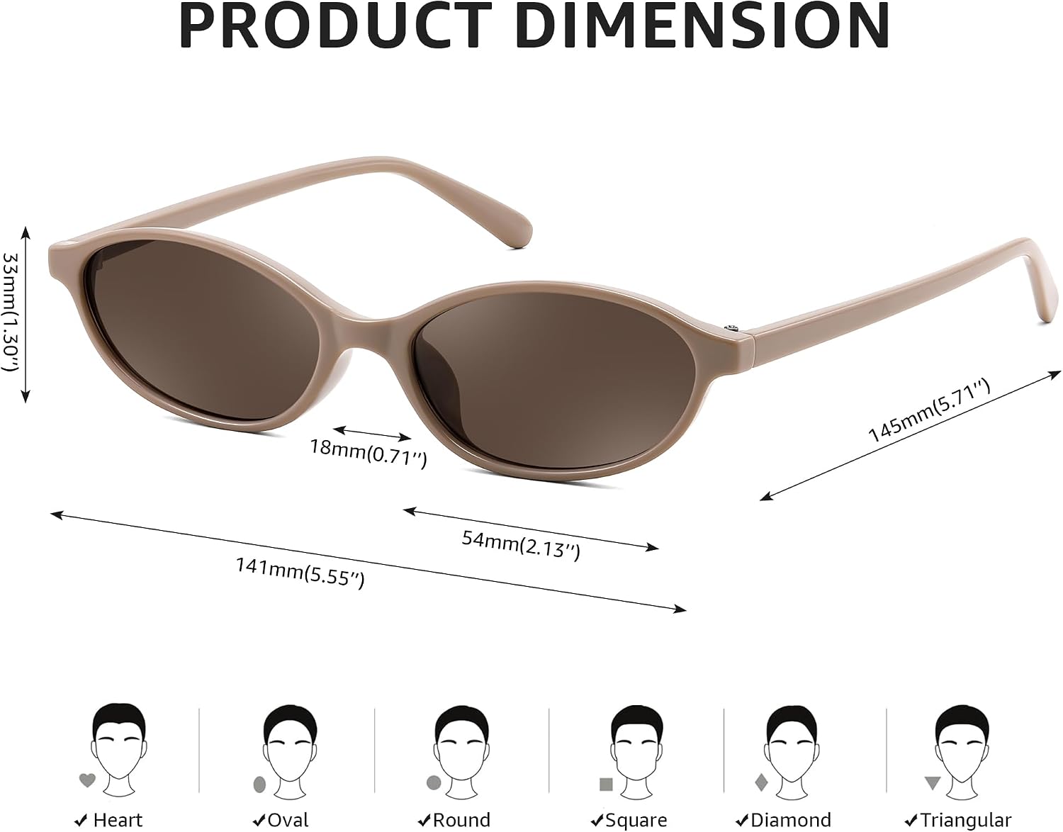 商品图片 54 | B0DMN6519L | FEISEDY Retro Oval Cat Eye Sunglasses for Women 90s Narrow Lightweight Shades Y2k Trendy Sunnies B0257