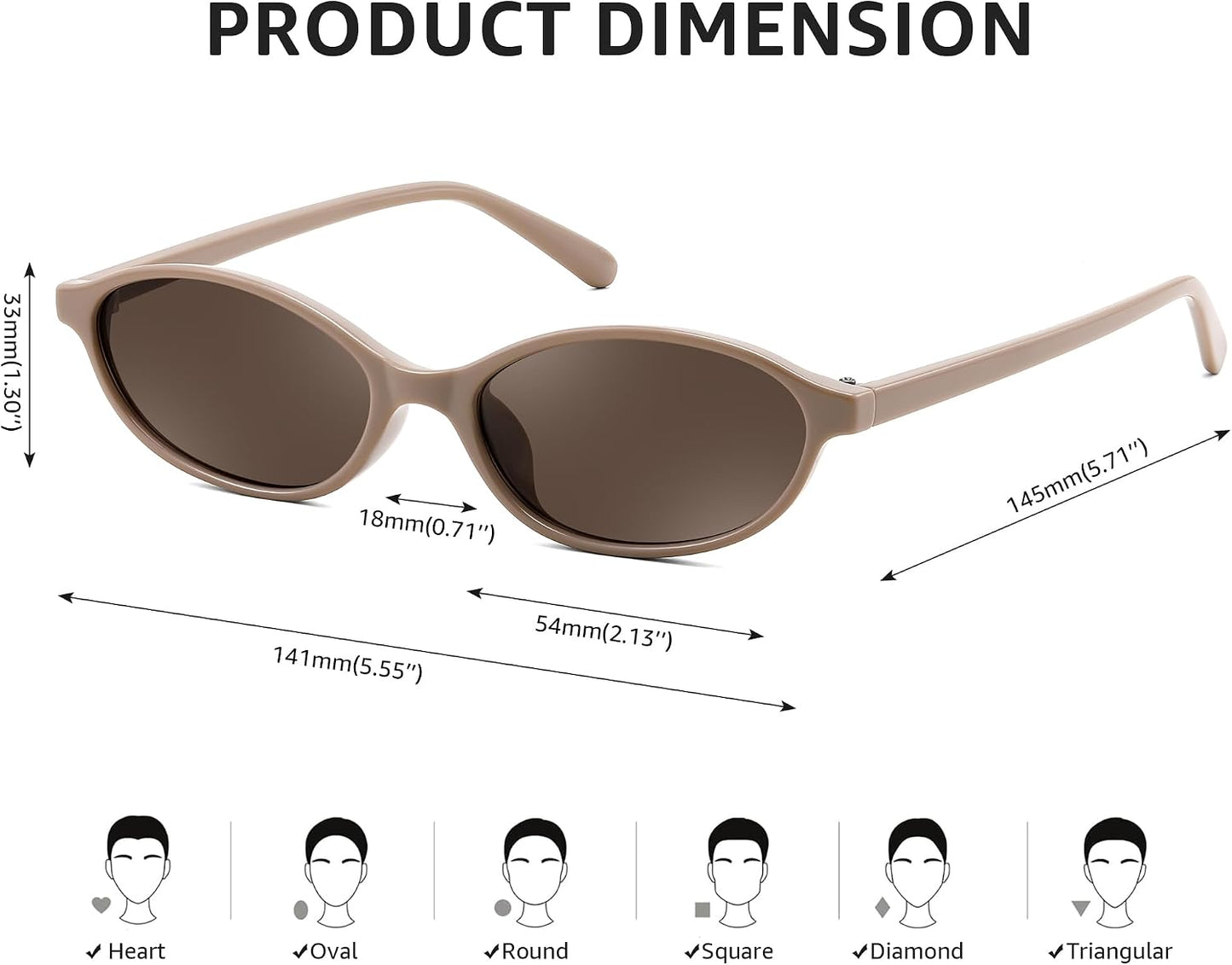 商品图片 54 | B0DMN6519L | FEISEDY Retro Oval Cat Eye Sunglasses for Women 90s Narrow Lightweight Shades Y2k Trendy Sunnies B0257