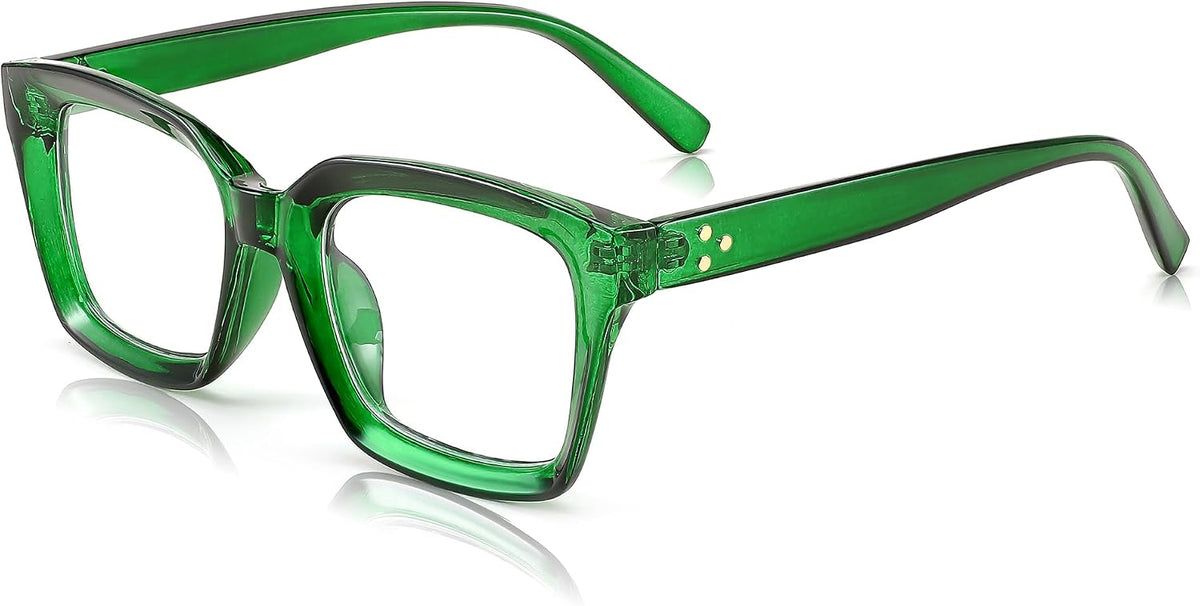 Transparent Green Frame / 50 Millimeters | B0CGX6PP7M | FEISEDY Glasses Frame Womens, Square Thick Eyeglasses Frame, Classic Eyewear for Men B2461